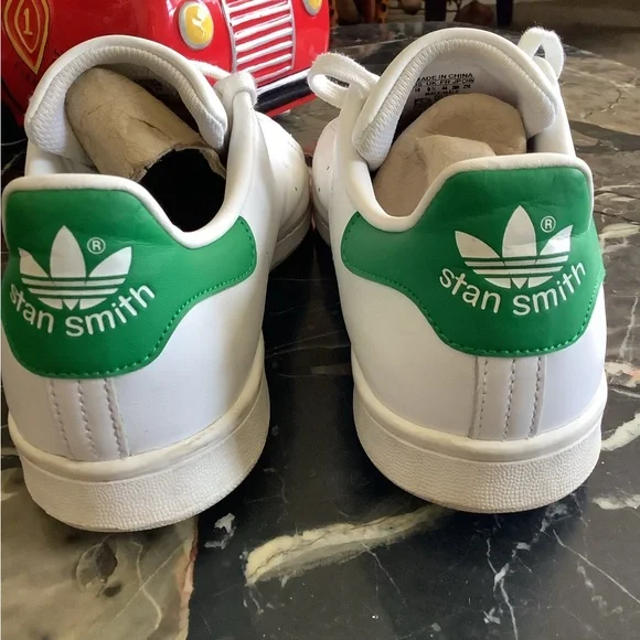 Adidas Stan smith white /green leather low top sneakers size men’s 10 - Picture 2 of 9
